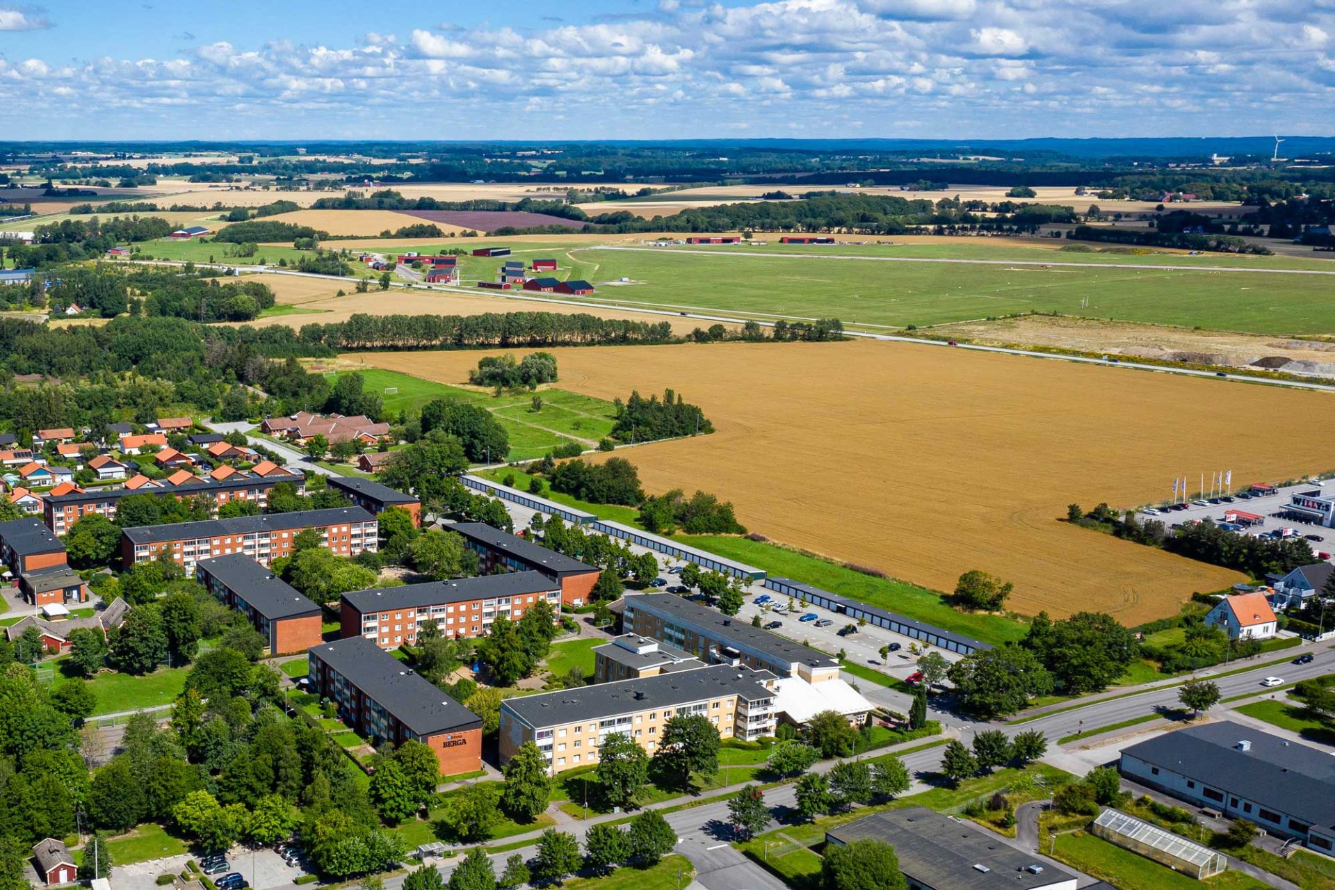 Flygfoto över Berga trädgardsstad