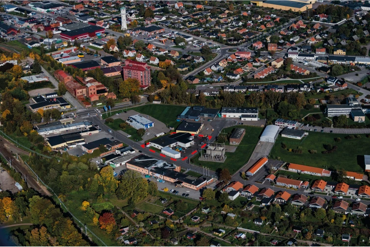 Flygfoto över Eslöv